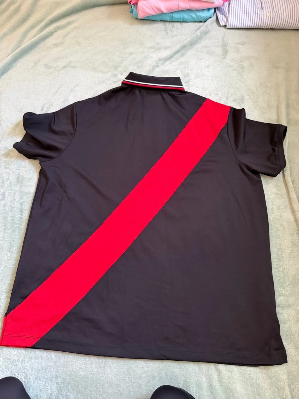 Polo Ralph Lauren Performance XXL Black Red Diagonal Stripe Polo Custom Fit